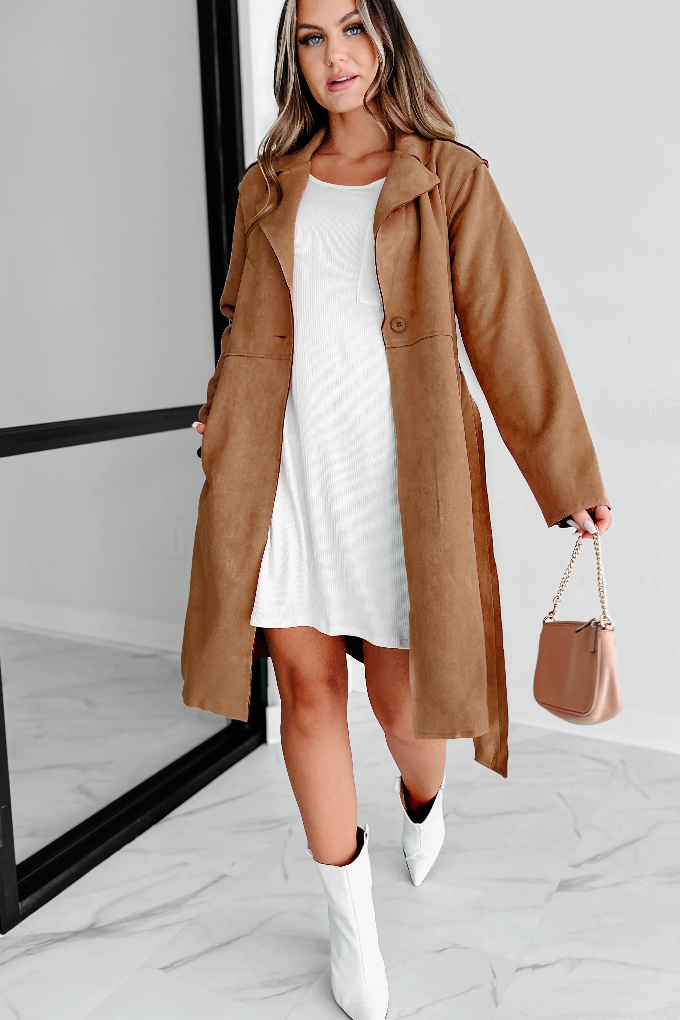 Delicate Gaze Faux Suede Jacket (Camel)