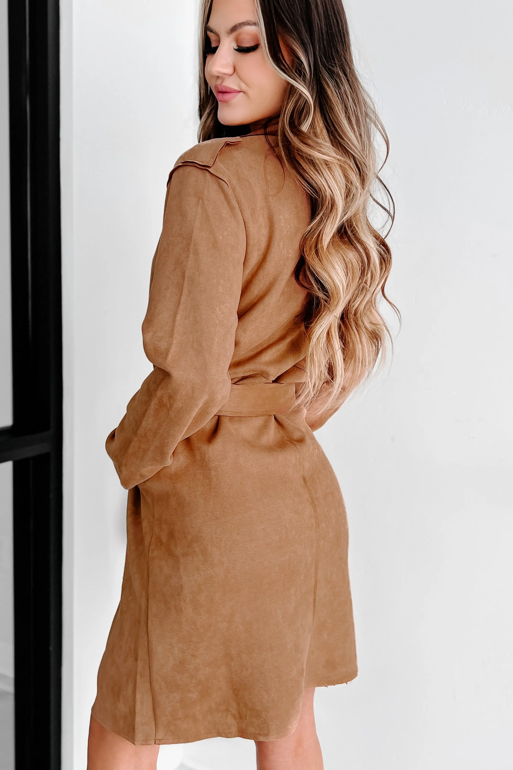 Delicate Gaze Faux Suede Jacket (Camel)