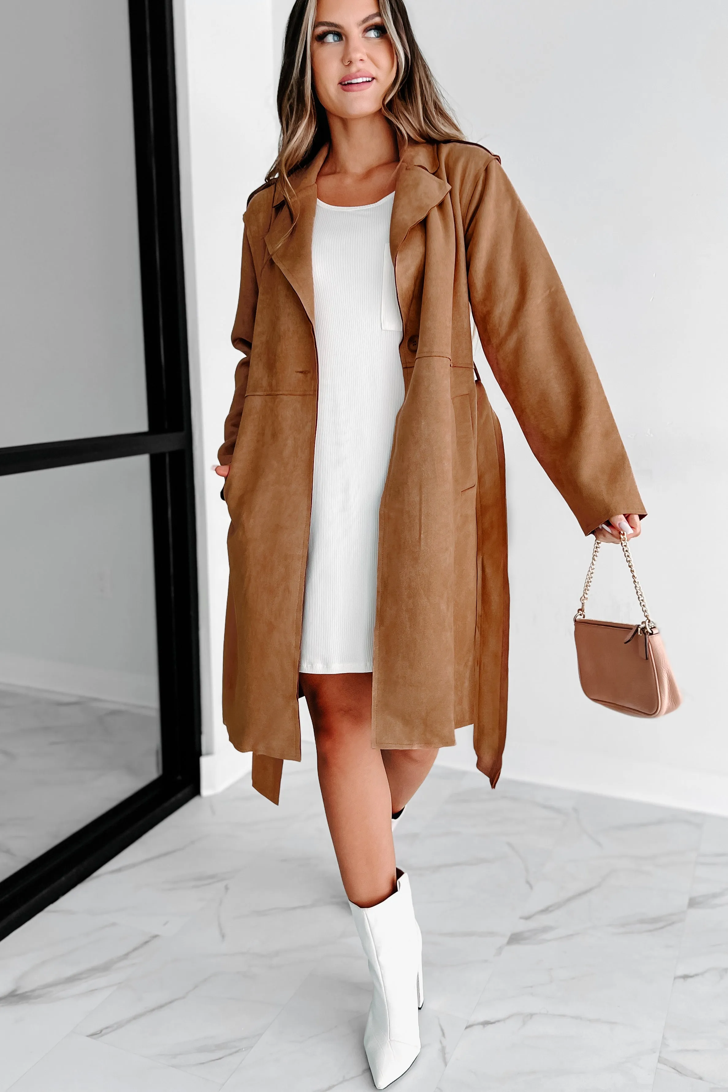 Delicate Gaze Faux Suede Jacket (Camel)