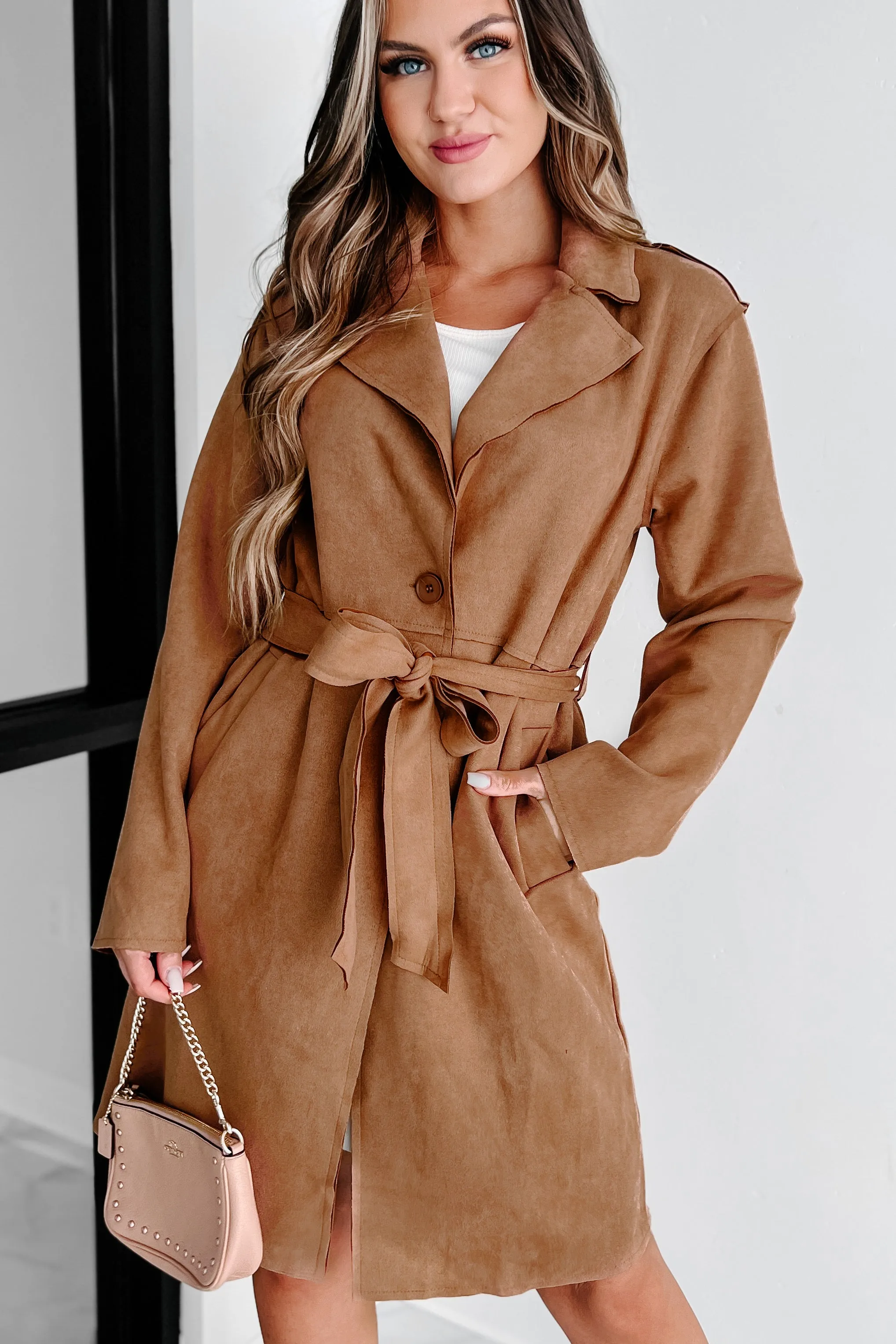 Delicate Gaze Faux Suede Jacket (Camel)