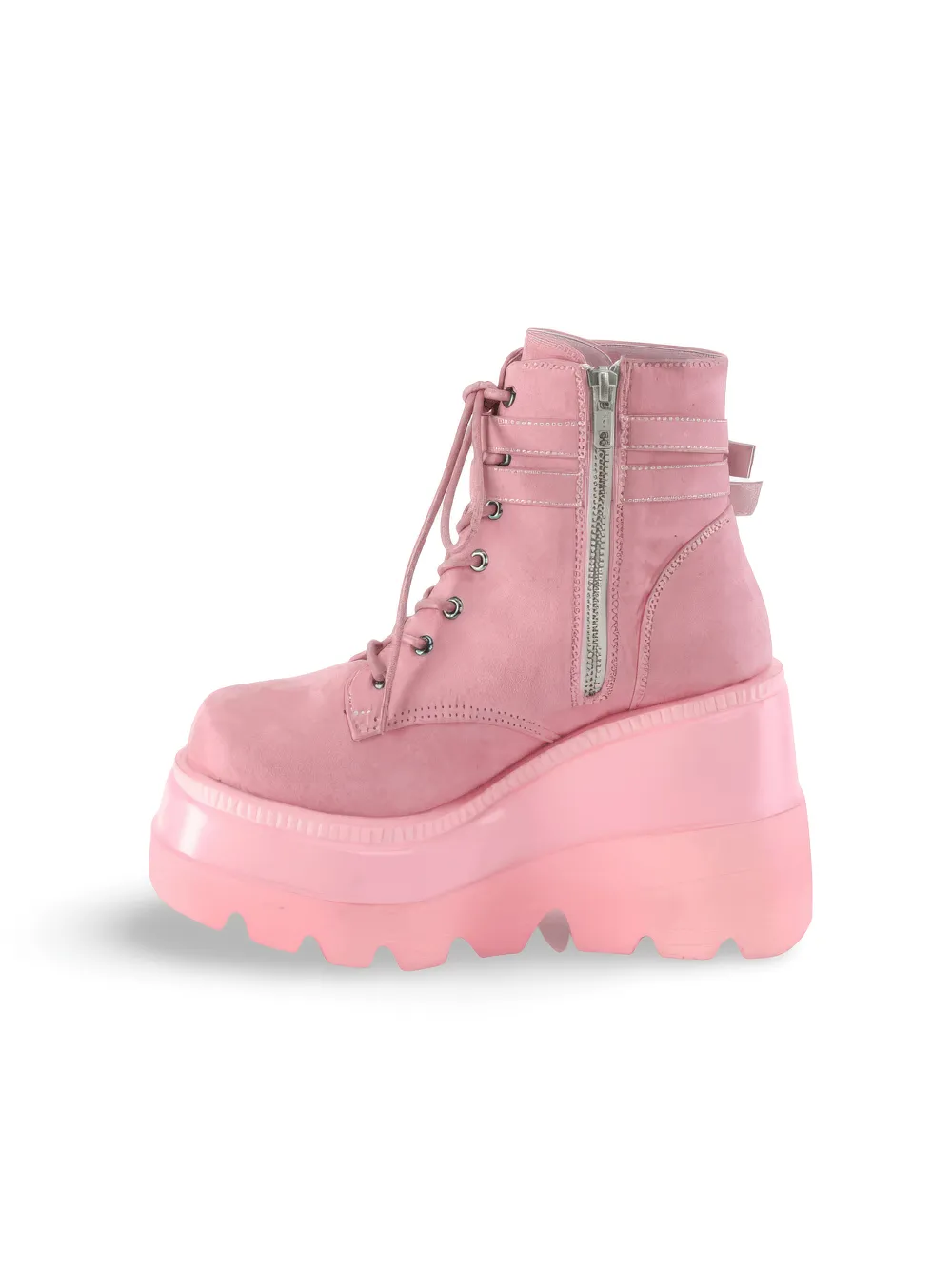 DEMONIA Pastel Goth Style Pink Wedge Platform Ankle Boot