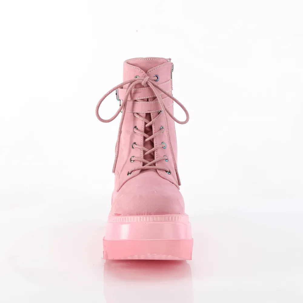 DEMONIA Pastel Goth Style Pink Wedge Platform Ankle Boot