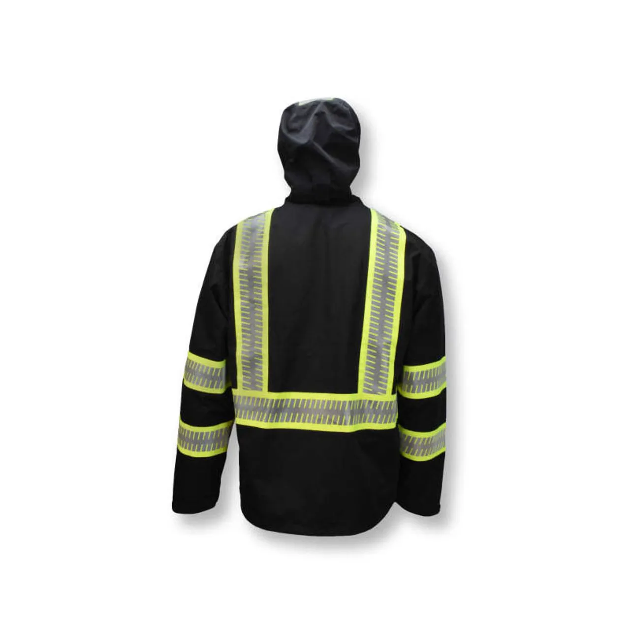 DeWALT Class 1 Enhanced Visibility Two-Tone Segmented Reflective Black Rain Jacket DRW11