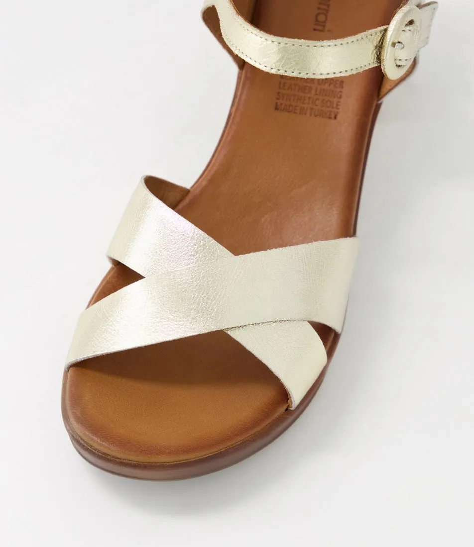 DIANA FERRARI Baha2 Pale Gold Leather Sandals