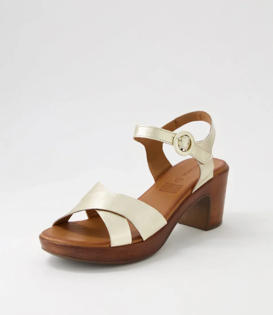 DIANA FERRARI Baha2 Pale Gold Leather Sandals