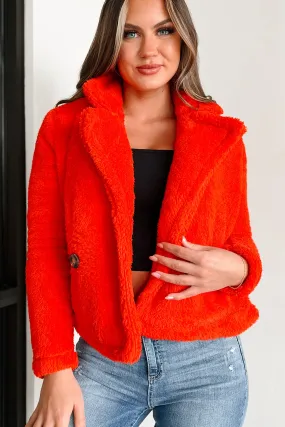 Doorbuster Keep On Wishing Sherpa Jacket (Red-Orange)