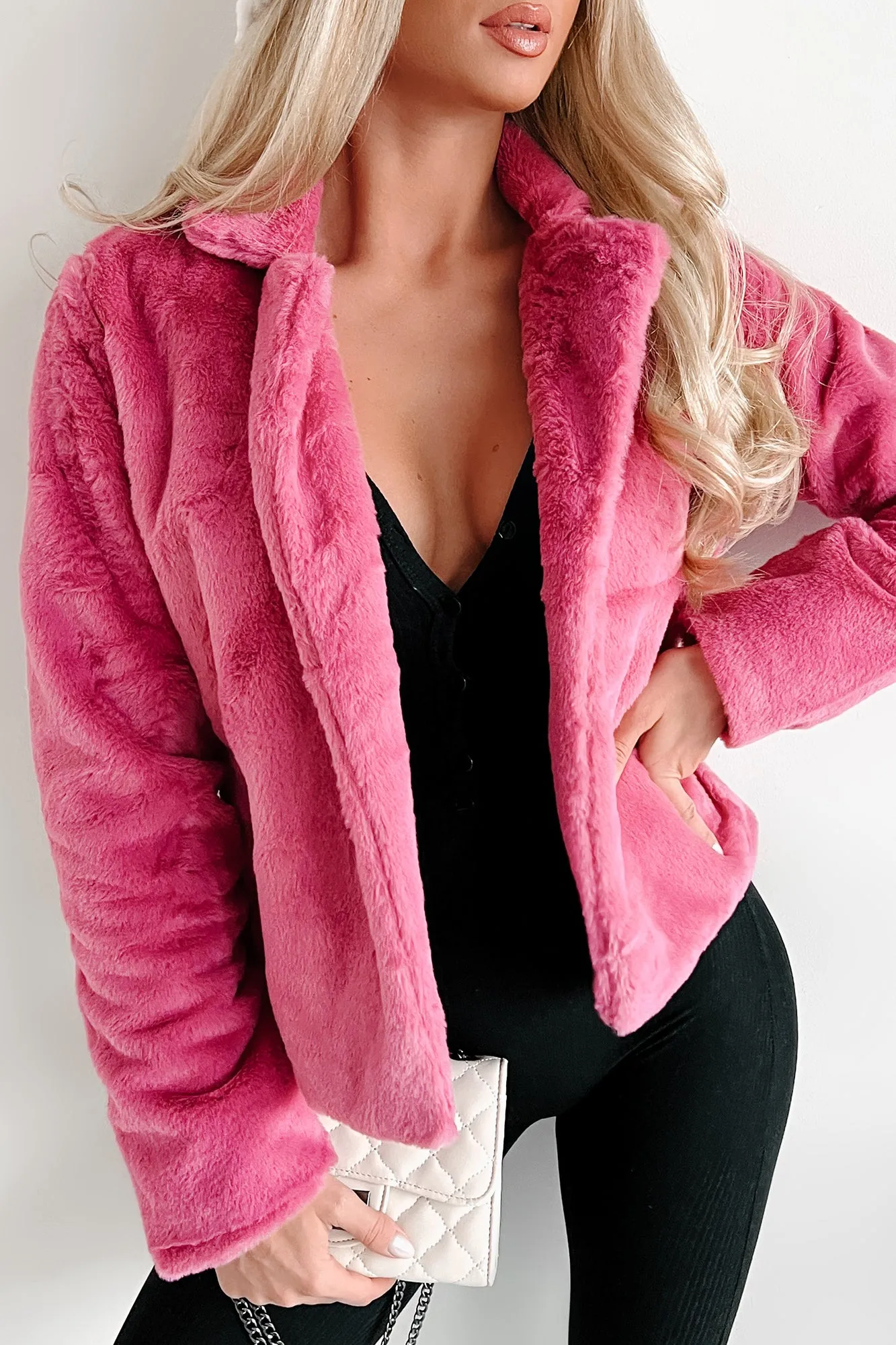 Doorbuster Upping The Stakes Faux Fur Jacket (Magenta)