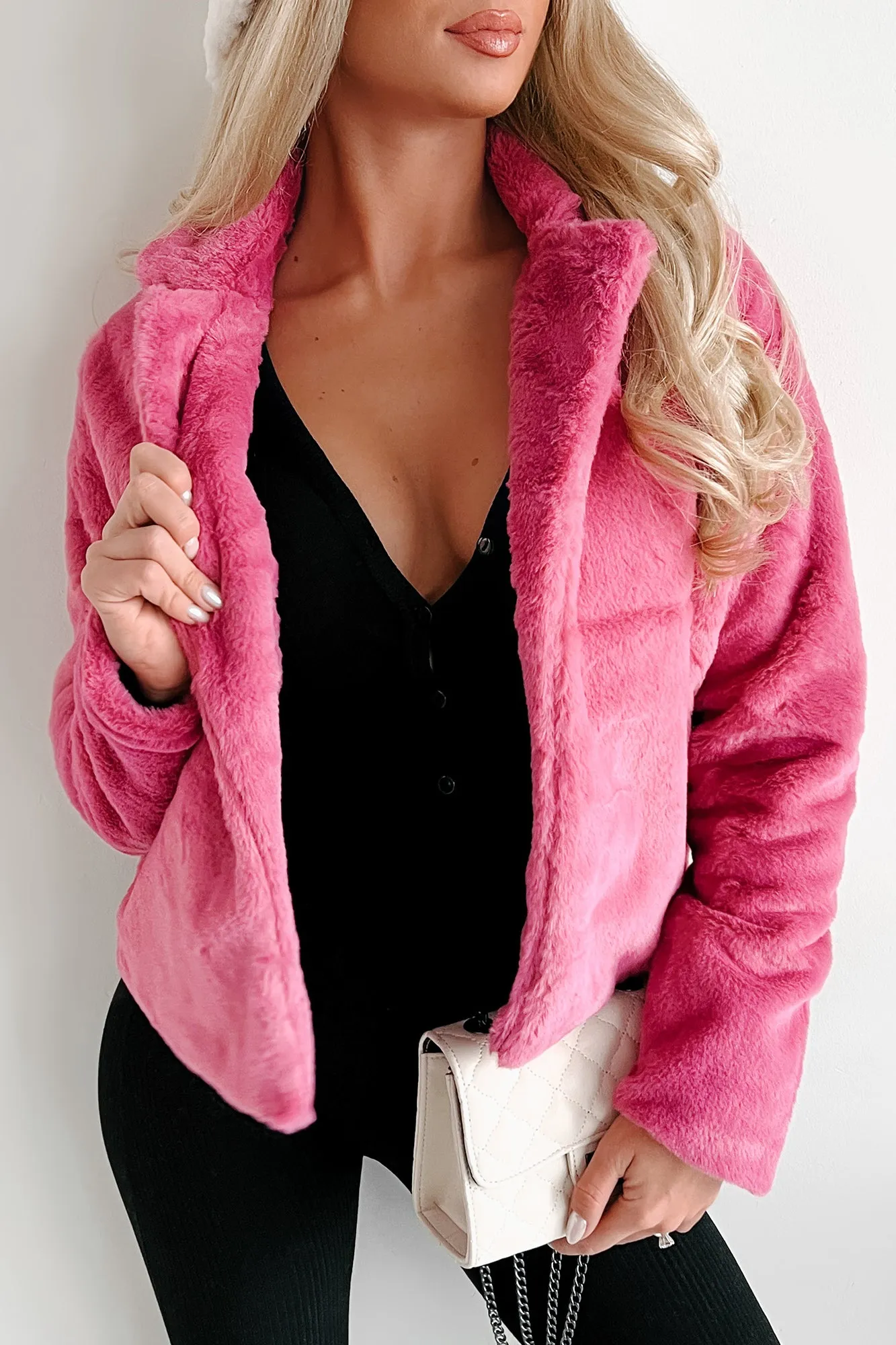 Doorbuster Upping The Stakes Faux Fur Jacket (Magenta)