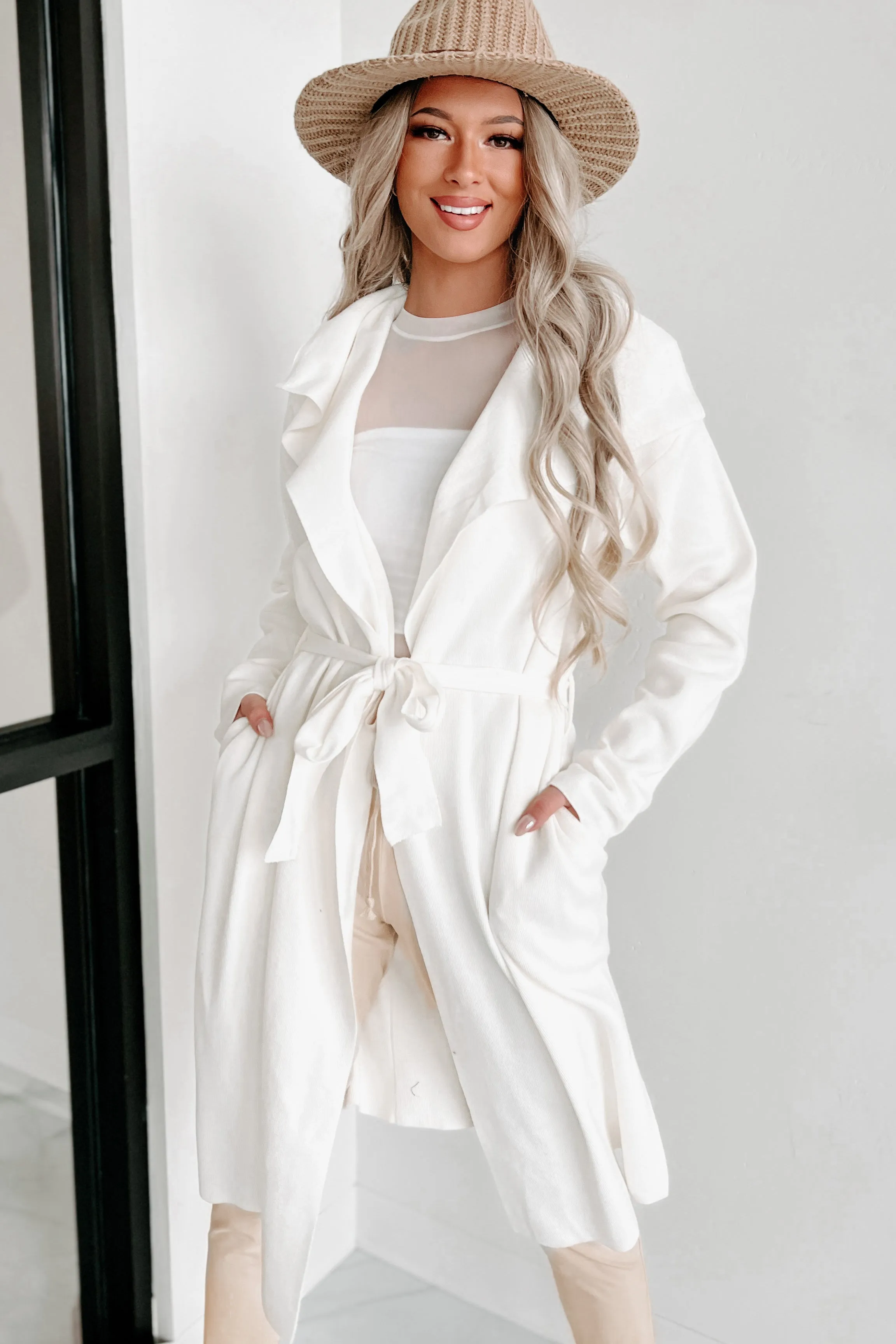 Doorbuster- Alluring Arrival Open Front Jacket (Cream)