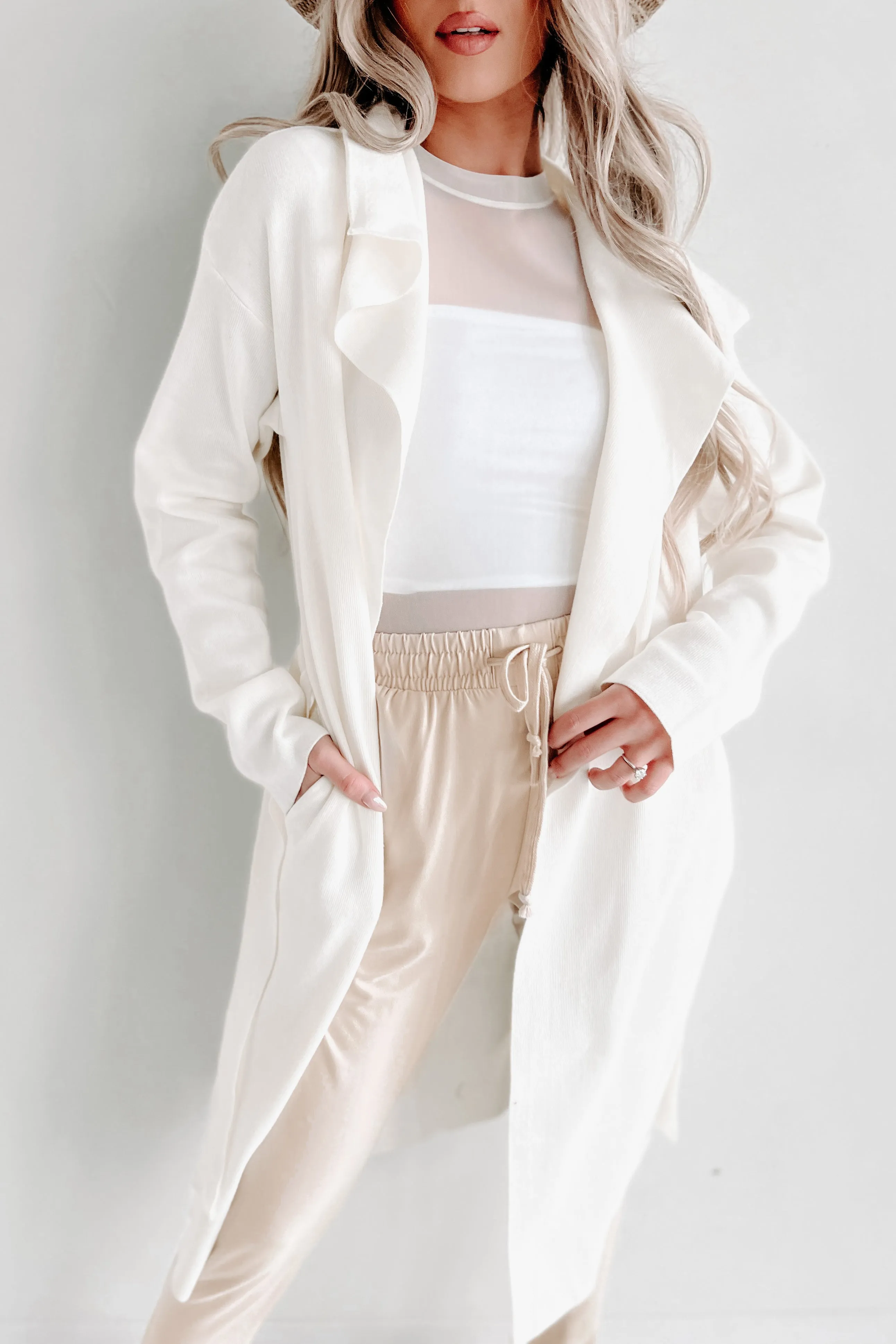 Doorbuster- Alluring Arrival Open Front Jacket (Cream)