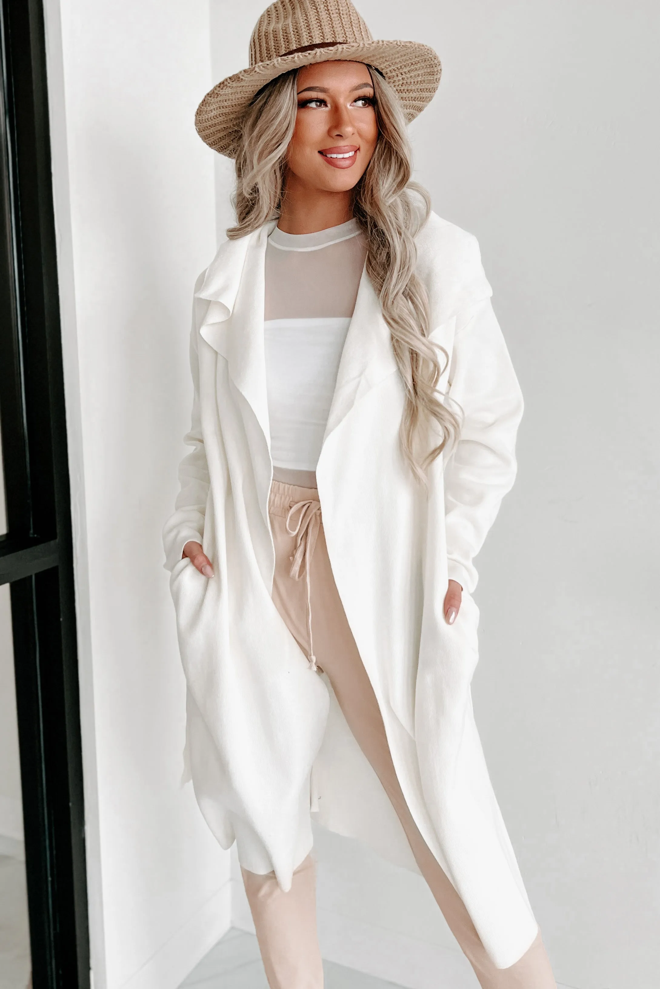 Doorbuster- Alluring Arrival Open Front Jacket (Cream)