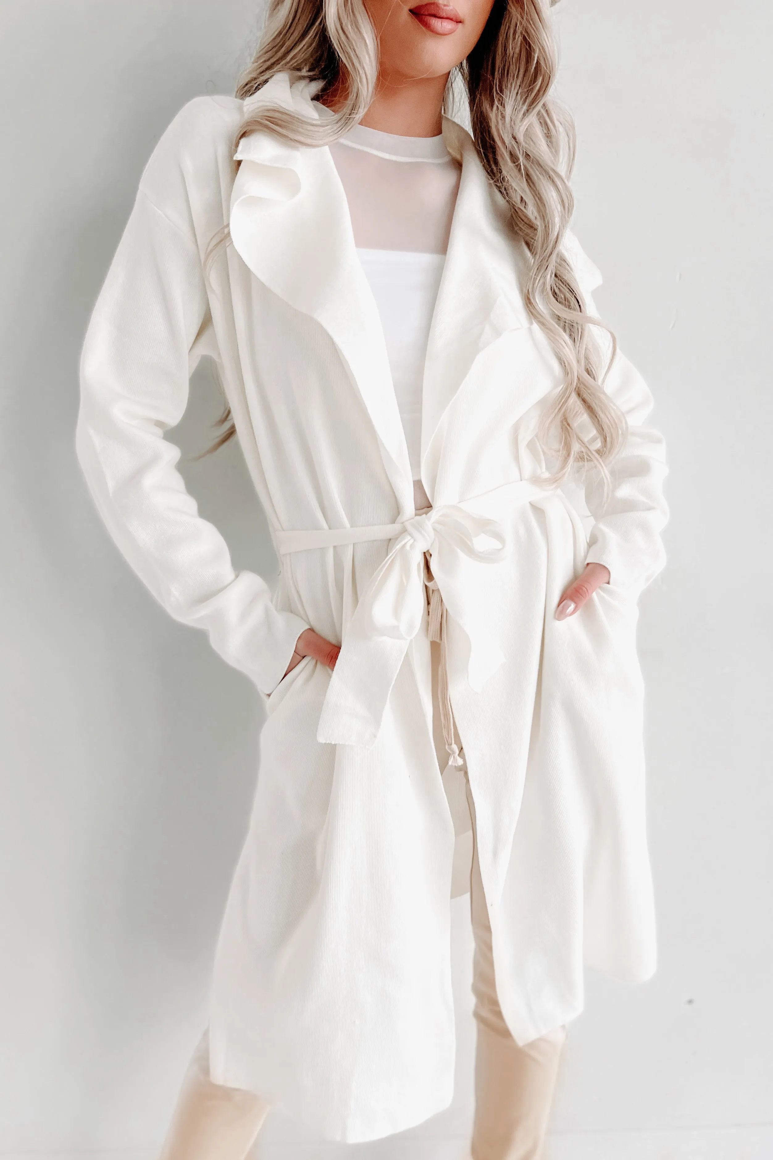 Doorbuster- Alluring Arrival Open Front Jacket (Cream)