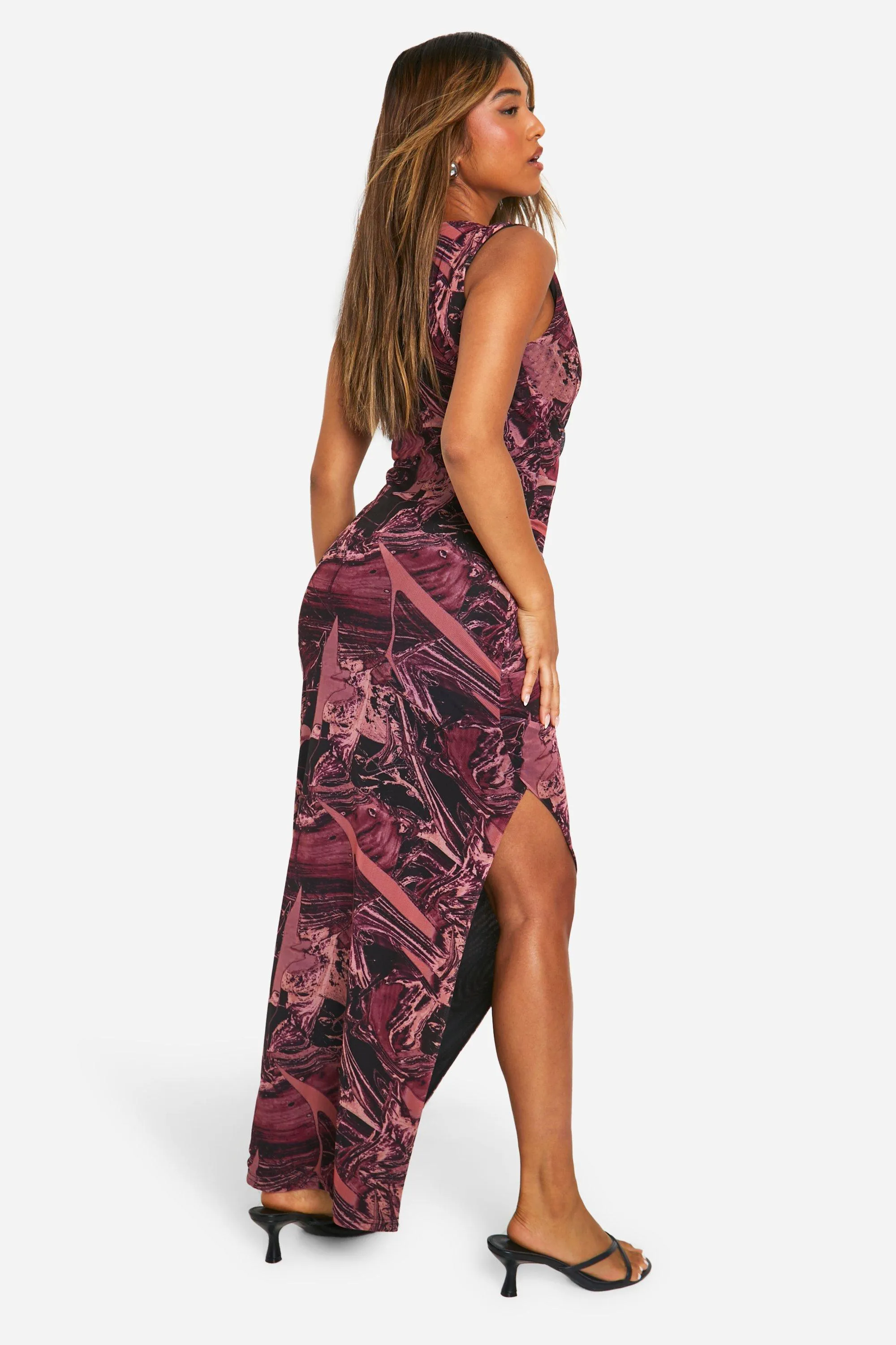 Dresses | Petite Abstract Mesh Wrap Front Maxi Dress | boohoo