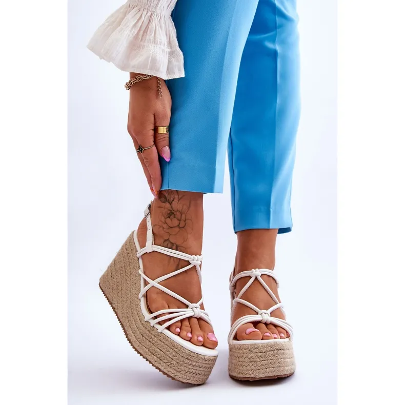 Fashionable Wedge Sandals With Braid White Nessia