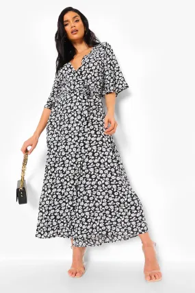 Floral Print Wrap Maxi Dress