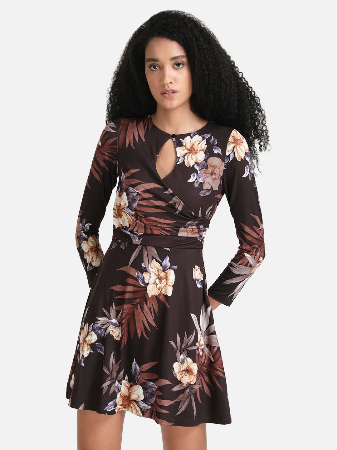 Floral Printed Wrap Mini Dress