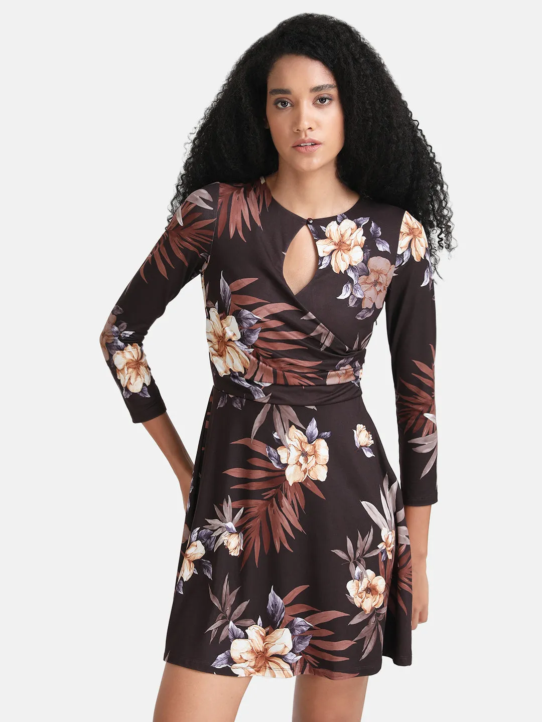 Floral Printed Wrap Mini Dress