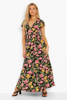 Floral Wrap Front Maxi Dress