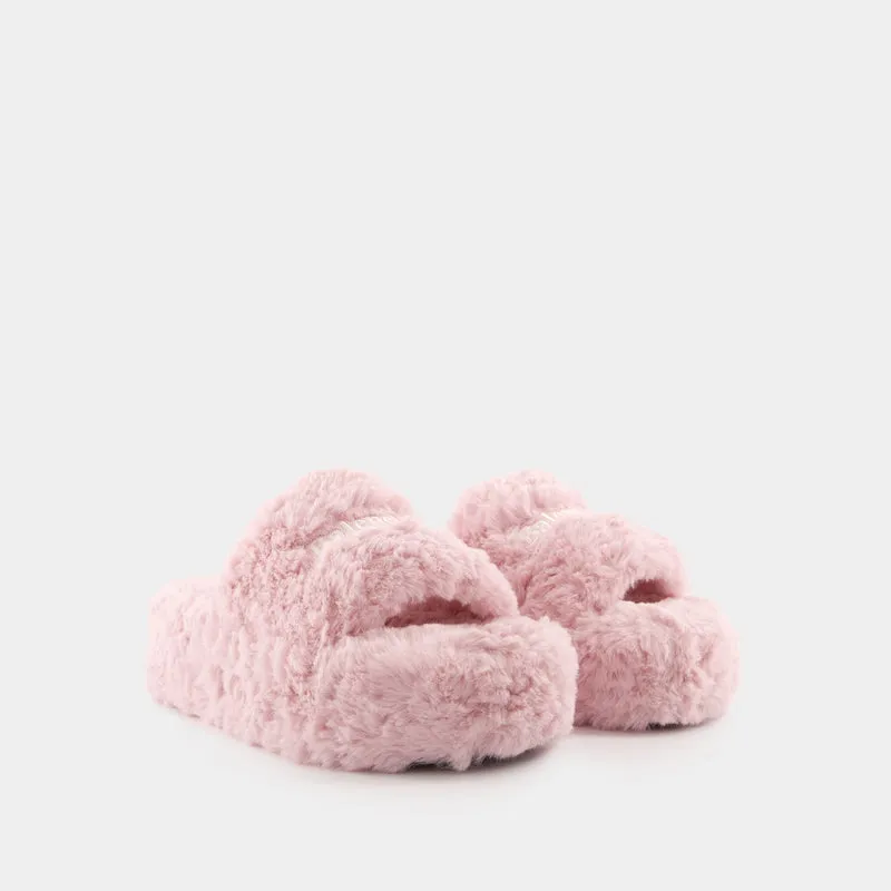 Furry Platform Sandals - Balenciaga - Synthetic - Pink