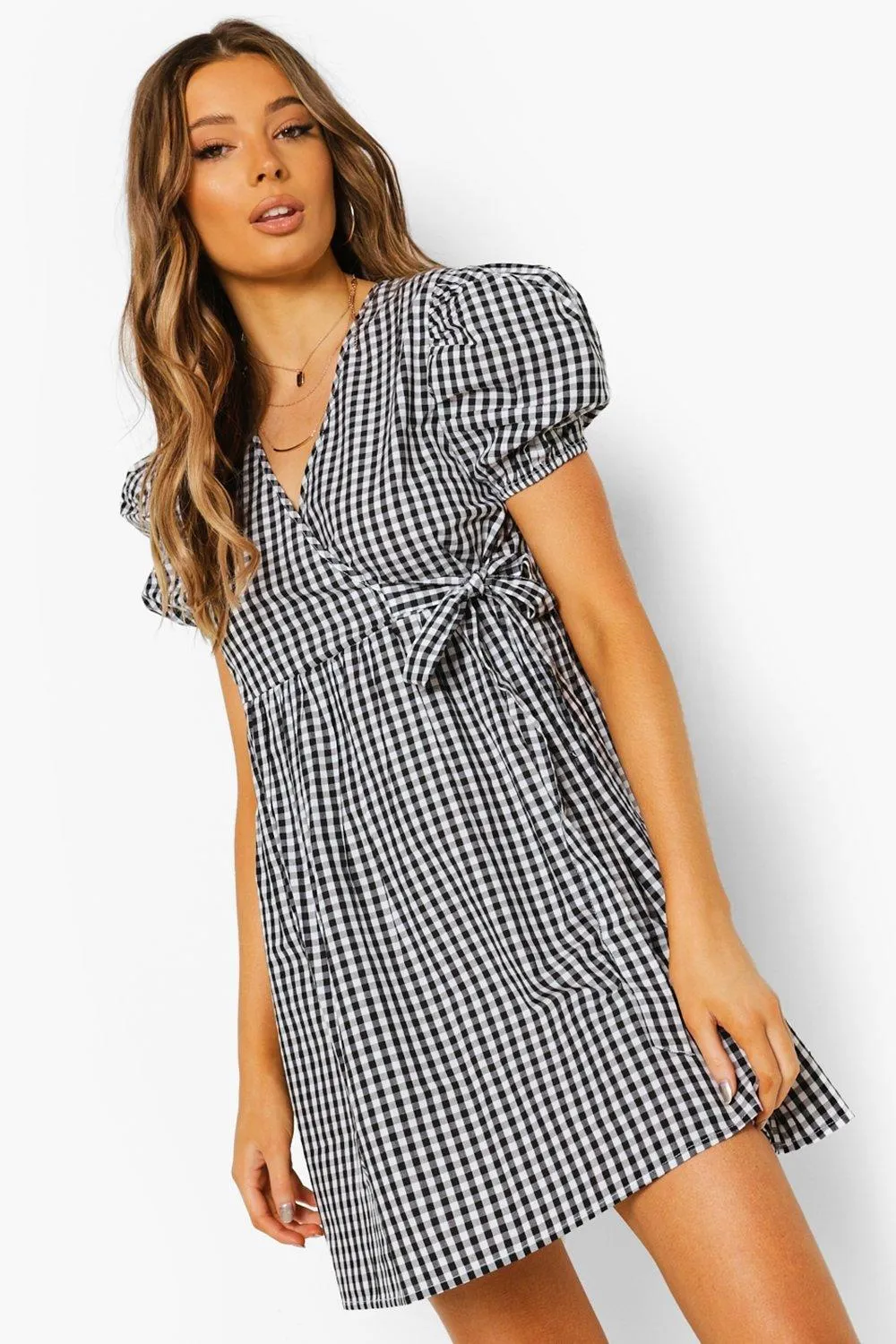 Gingham Wrap Dress