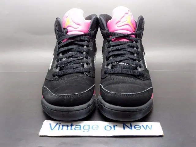 Girls' Nike Air Jordan V 5 Black Bright Cactus Citrus Pi...