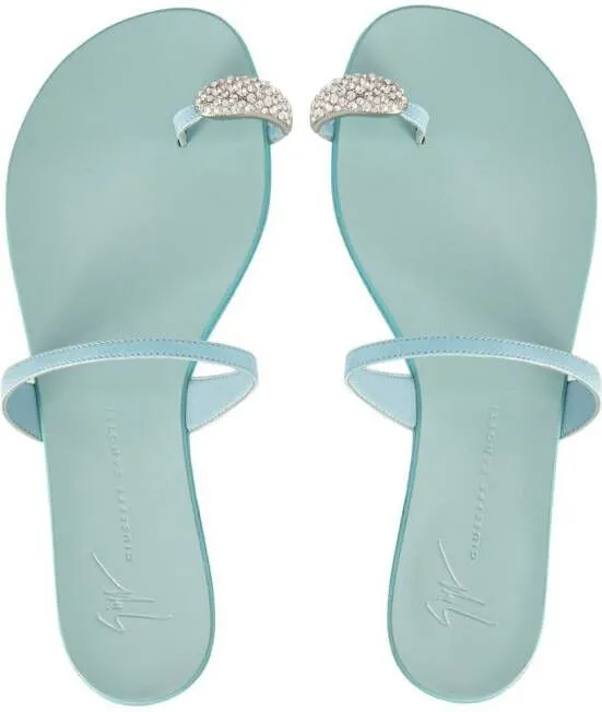 Giuseppe Zanotti crystal-embellished flat sandals Blue