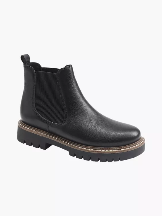 Graceland  Black Chelsea Boot With Brown Sole Detail