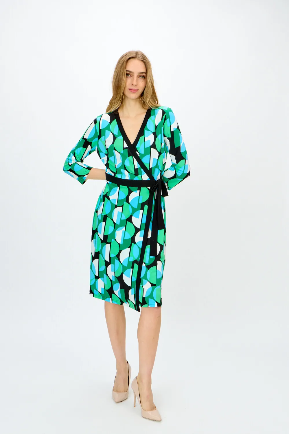 Half-moon Print Wrap Dress Style 241211