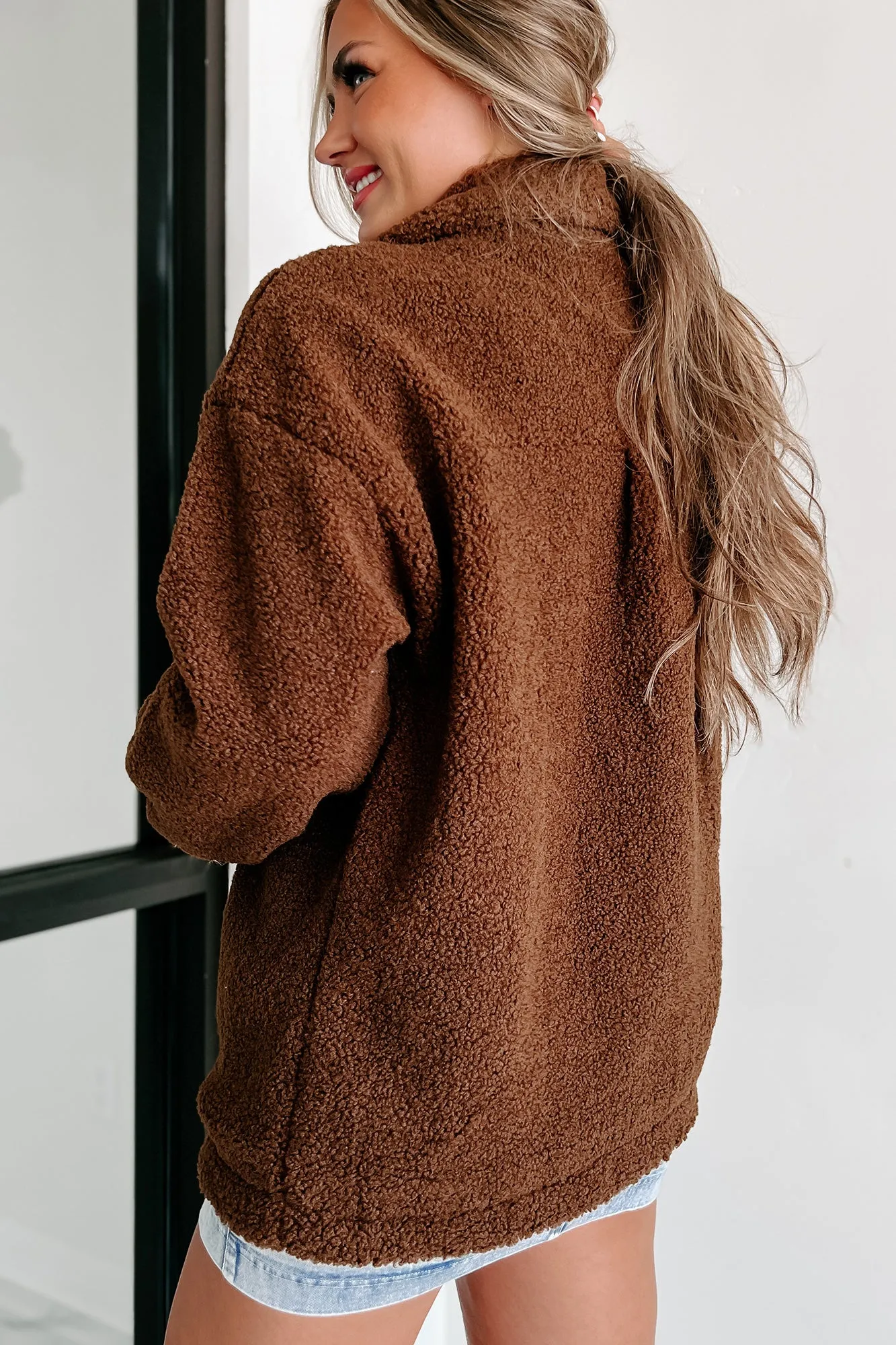 Here's To Today Sherpa Teddy Jacket (Brown)