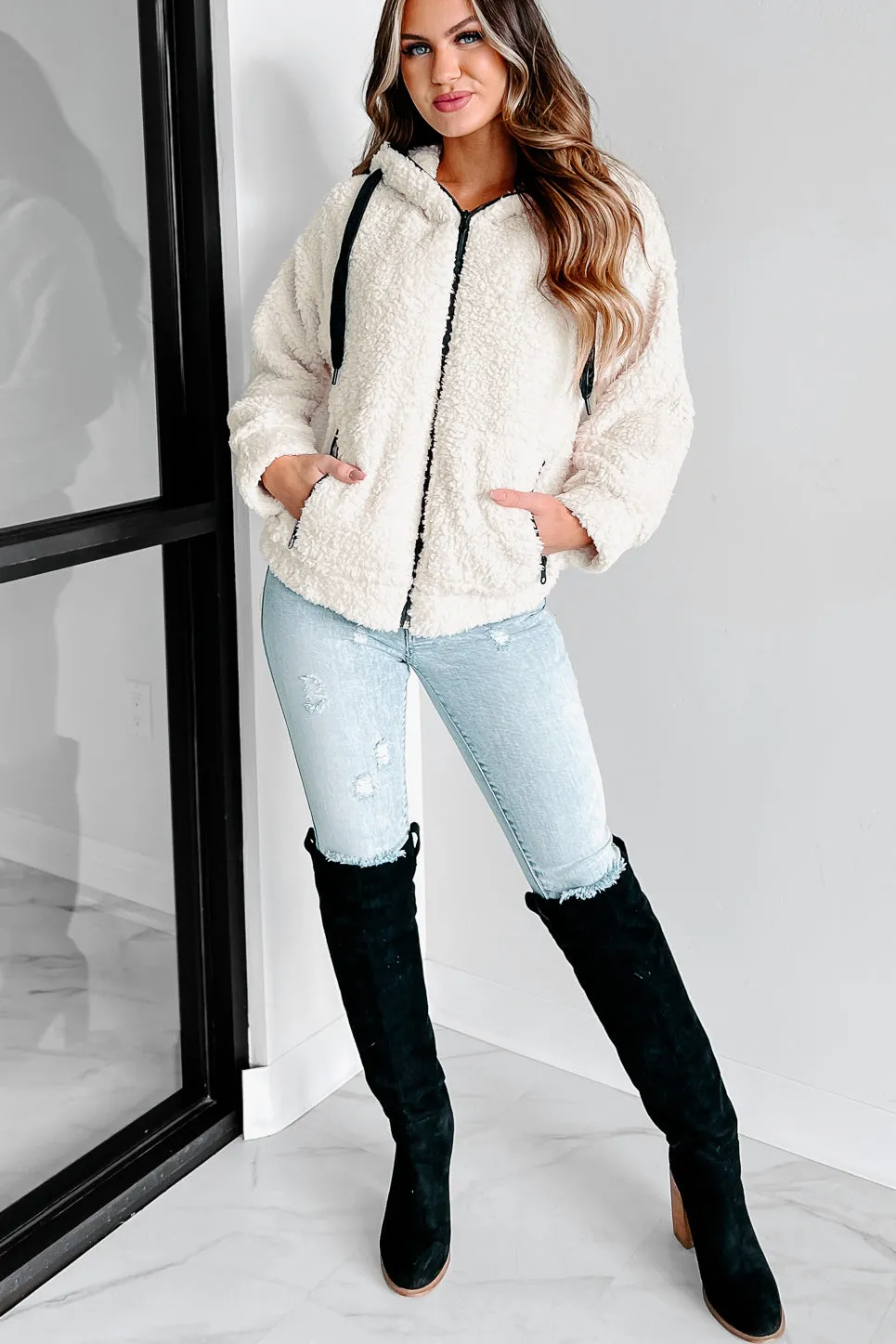 Holiday Steal- Keep Me Warm Soft Sherpa Zip Up Jacket (Natural)