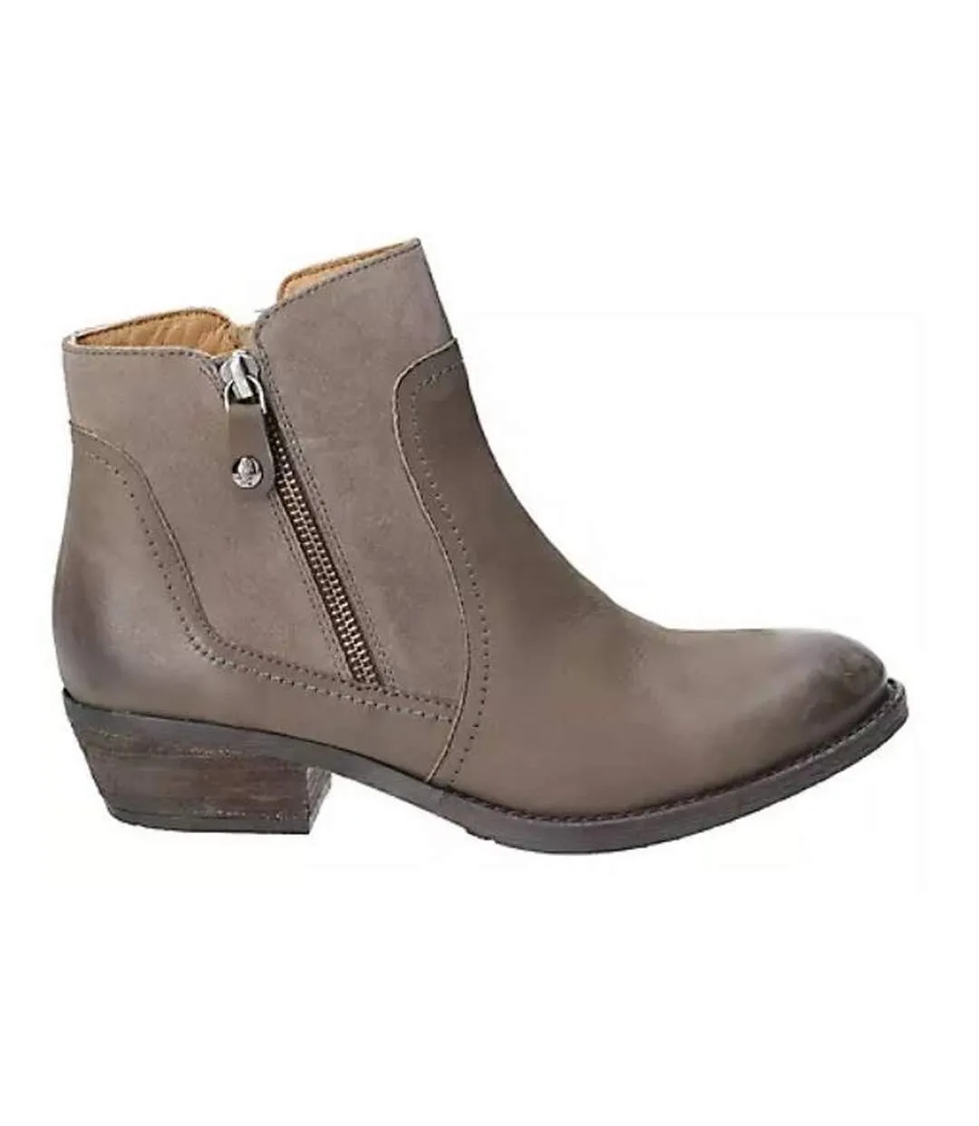 Hush Puppies Womens/Ladies Leather Isla Zip Up Ankle Boot (Khaki) - UTFS6634