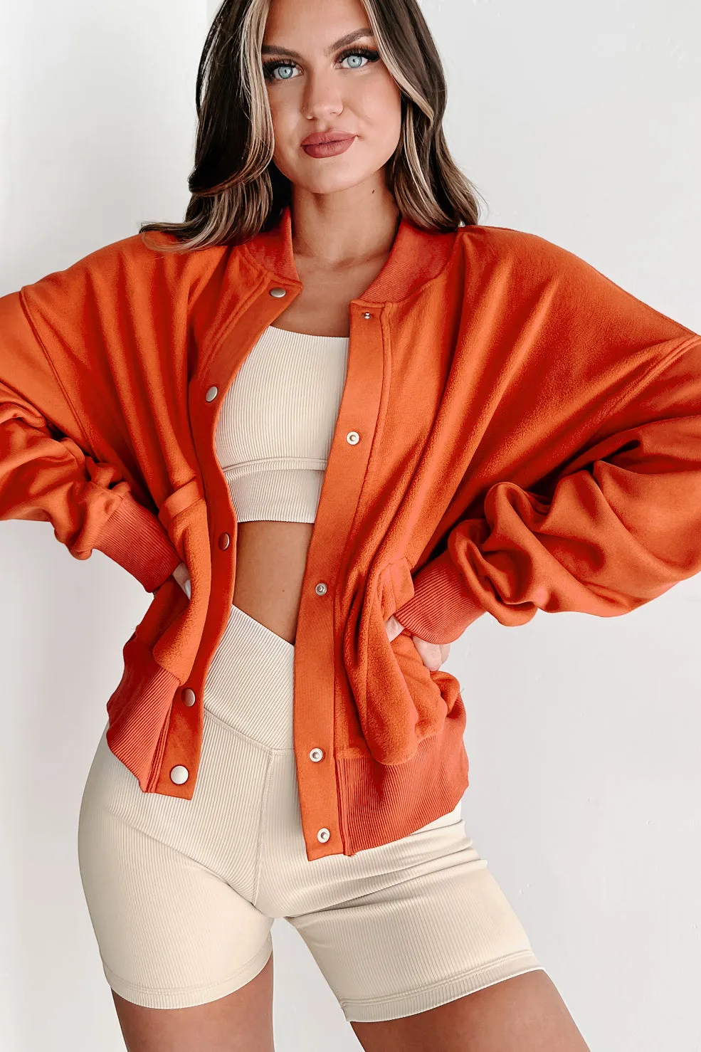 I'll Wait For You Button Snap Jacket (Terracotta)