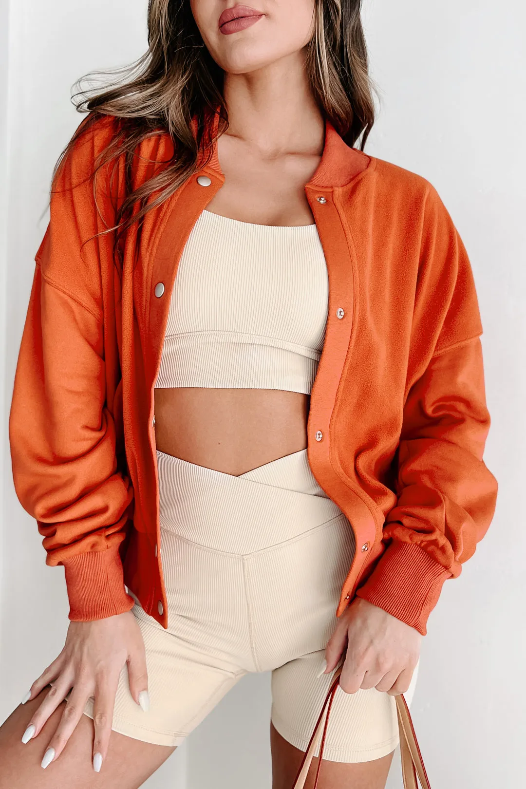 I'll Wait For You Button Snap Jacket (Terracotta)