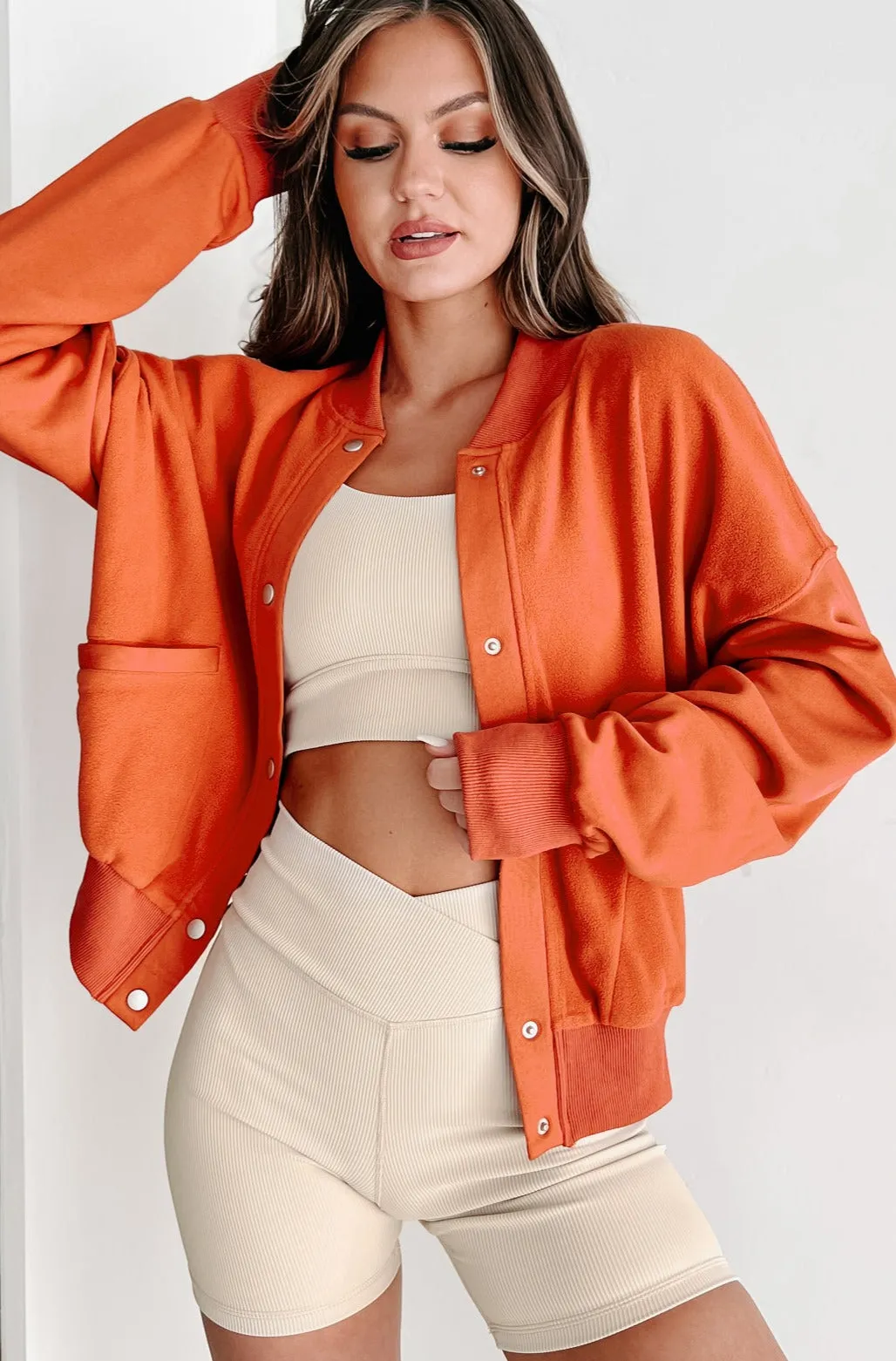 I'll Wait For You Button Snap Jacket (Terracotta)