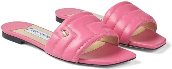 Jimmy Choo Themis quilted single-strap sandals Pink