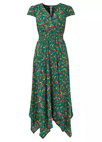 Joe Browns Bright Paisley Mock Wrap V-Neck Dip Hem Maxi Dress | Grattan