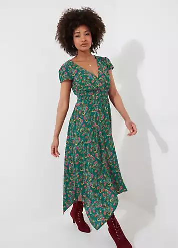 Joe Browns Bright Paisley Mock Wrap V-Neck Dip Hem Maxi Dress | Grattan