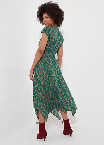 Joe Browns Bright Paisley Mock Wrap V-Neck Dip Hem Maxi Dress | Grattan