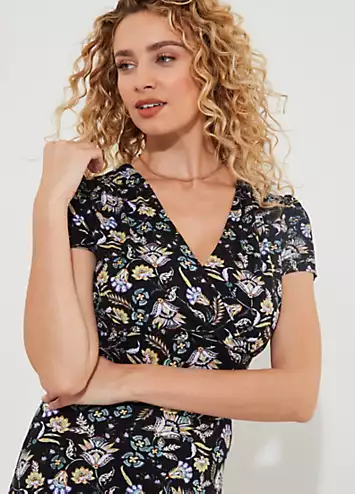 Joe Browns Floral Wrap Front Knee-Length Jersey Dress | Kaleidoscope