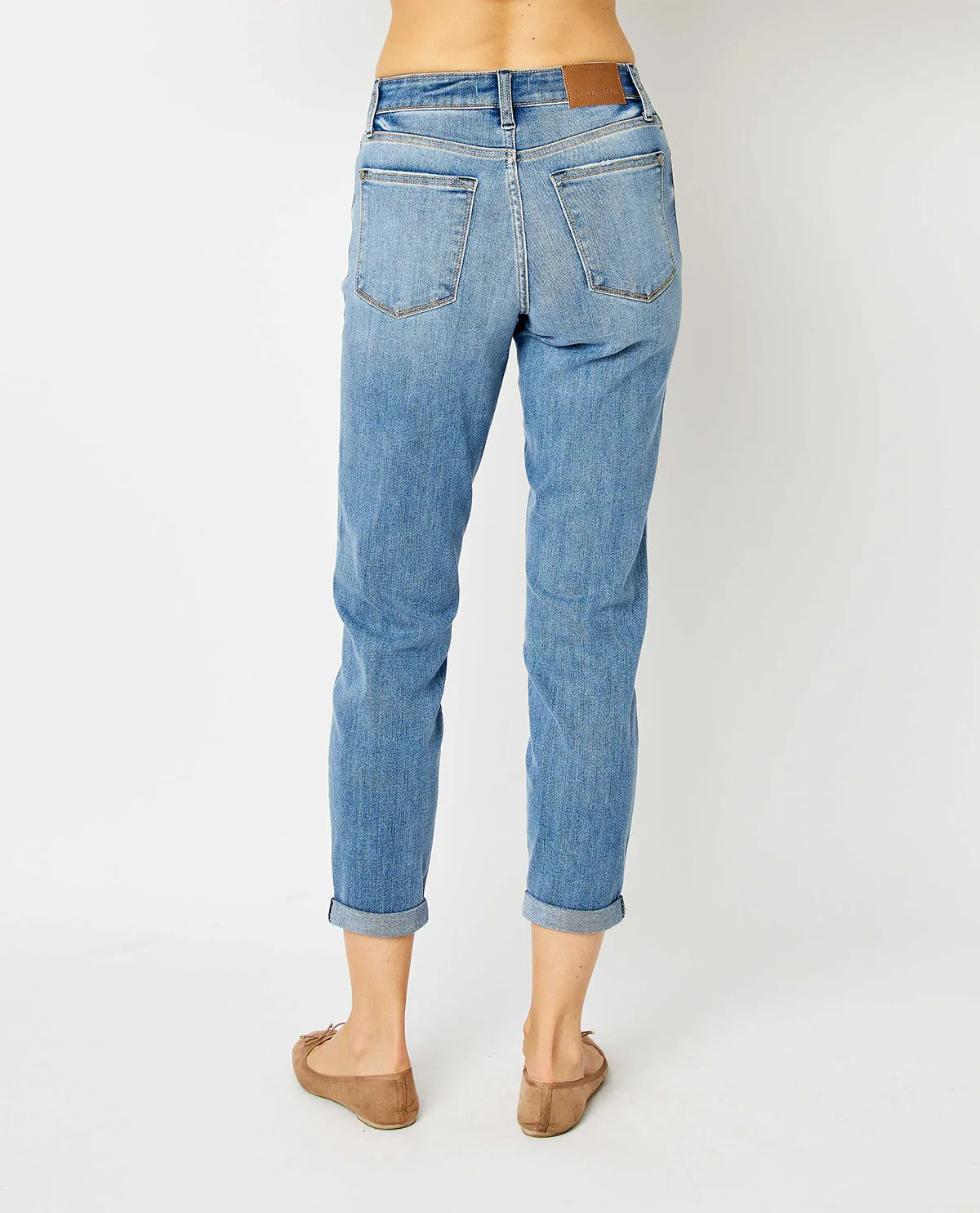 Judy Blue Mid Rise Cuffed Slim Jeans