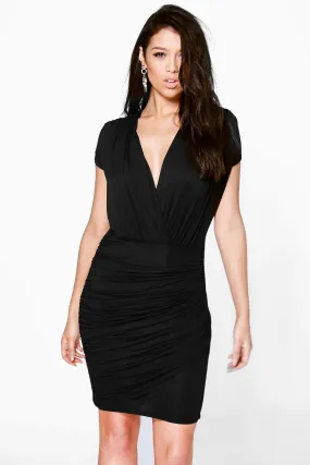 Lisa Wrap Gathered Bodycon Dress