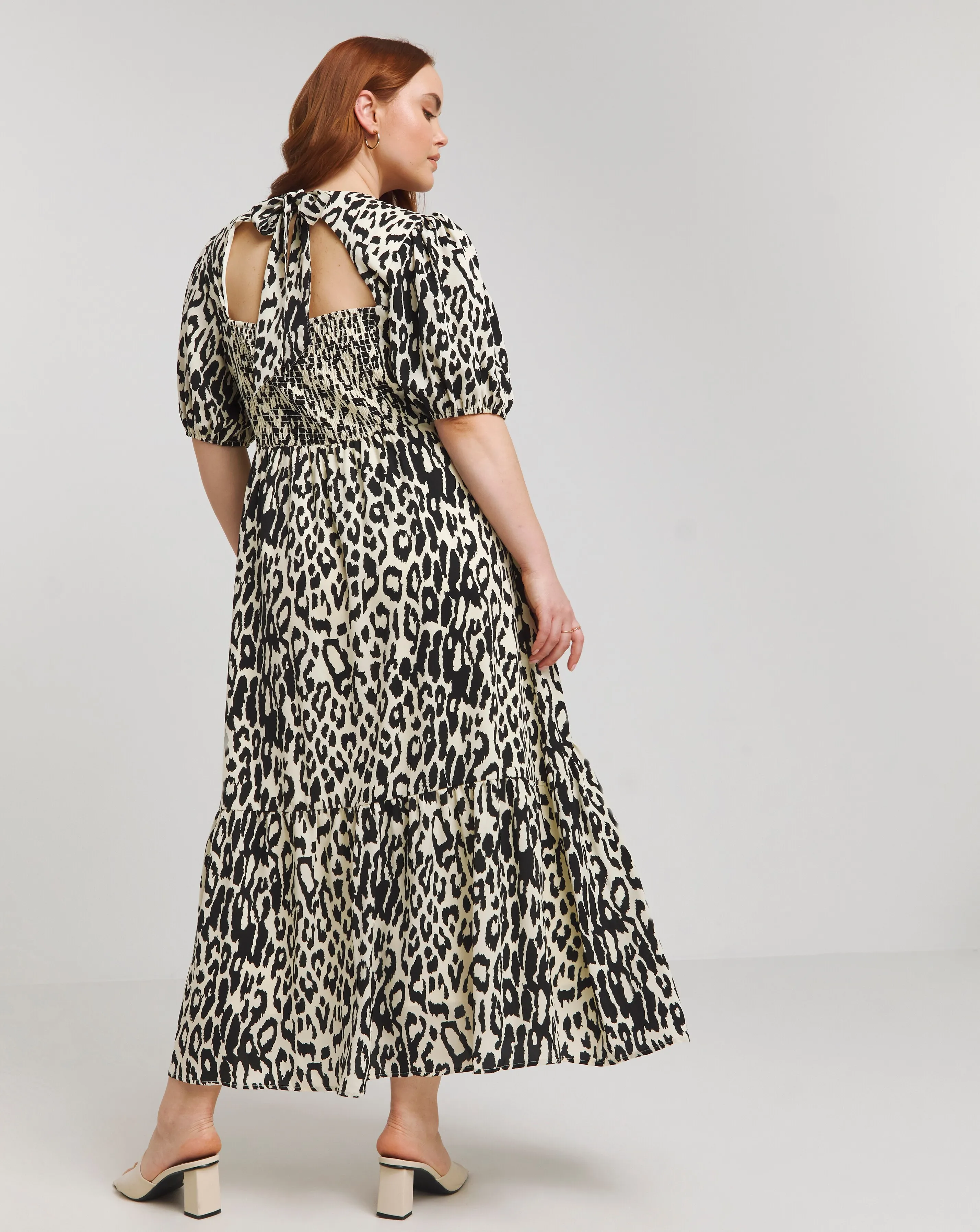 Lovedrobe Animal Print Wrap Front Puff Sleeve Midi Dress | Simply Be