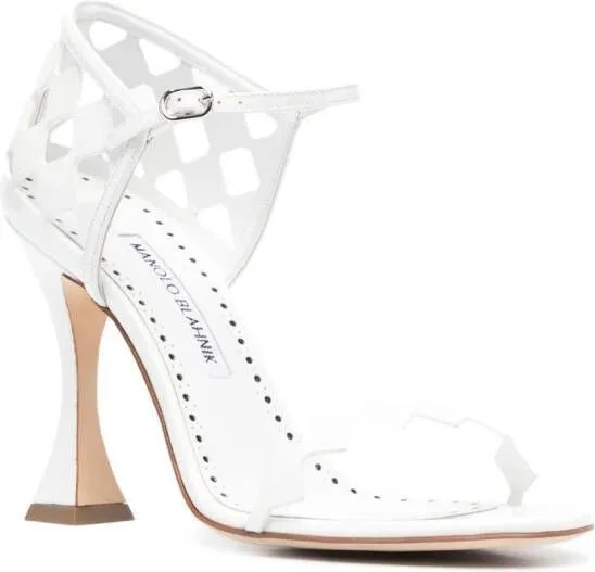 Manolo Blahnik Kalun diamond-check sandals White