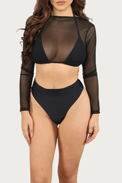 MESH THREE-PIECE BIKINI SET