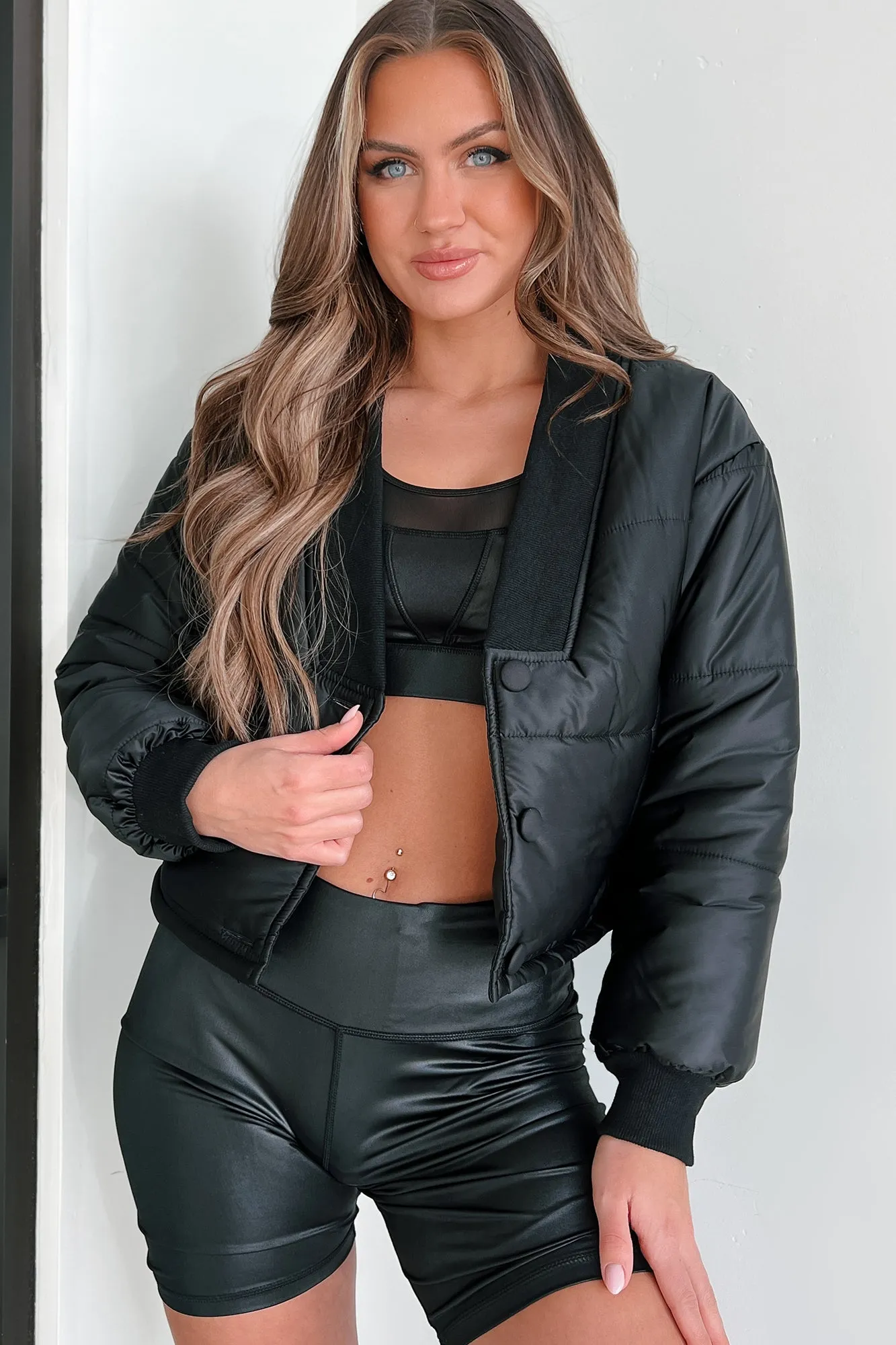 Might Surprise You Padded Crop Jacket (Black)