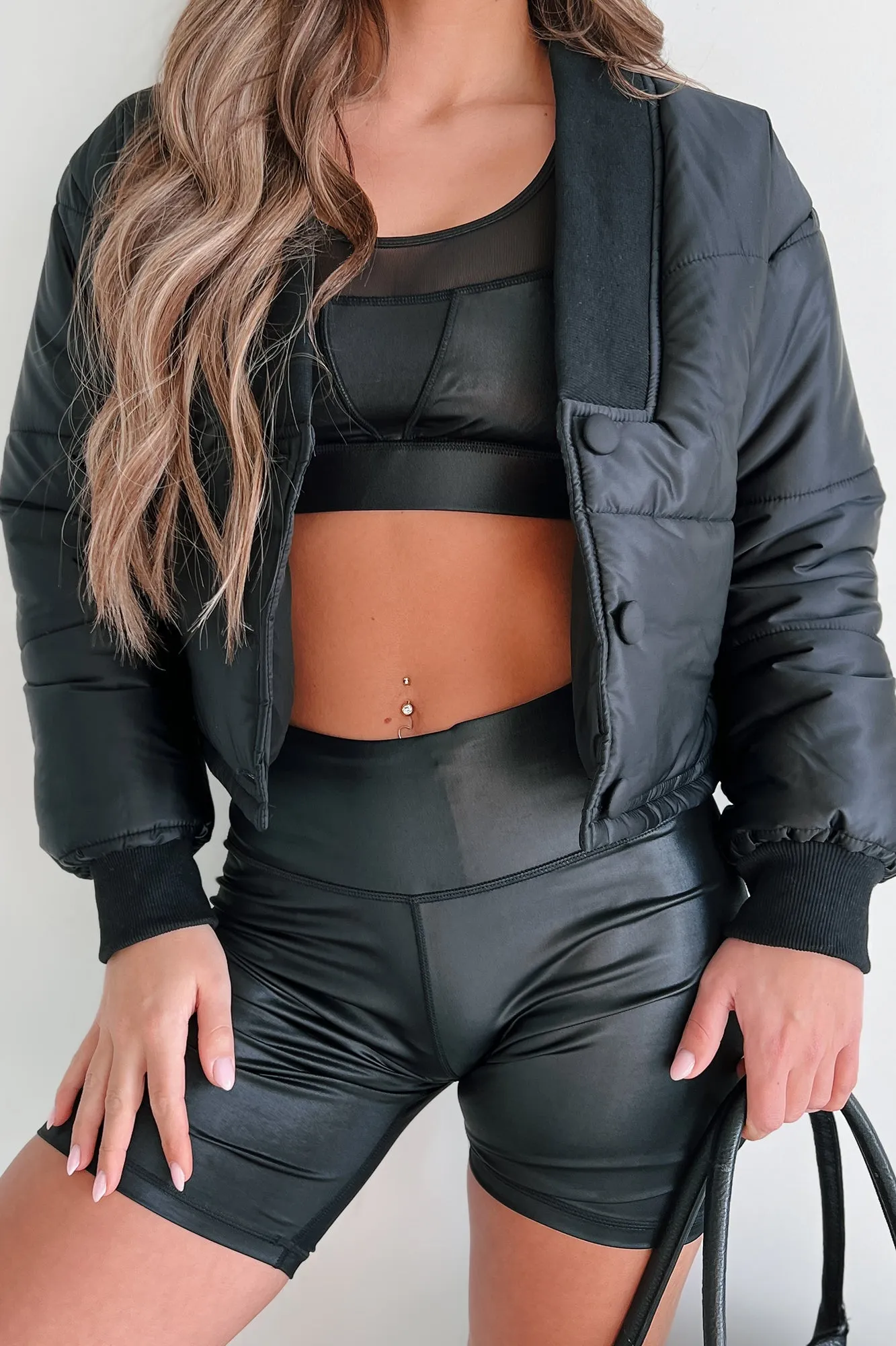 Might Surprise You Padded Crop Jacket (Black)