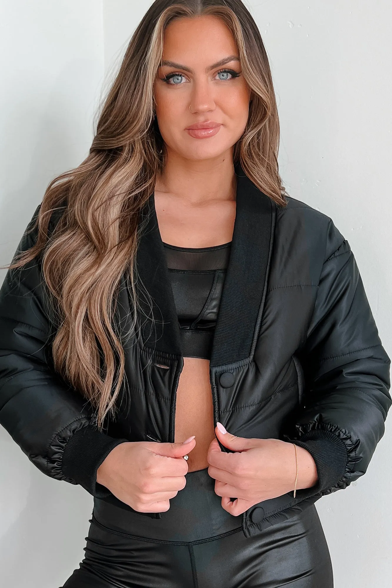 Might Surprise You Padded Crop Jacket (Black)