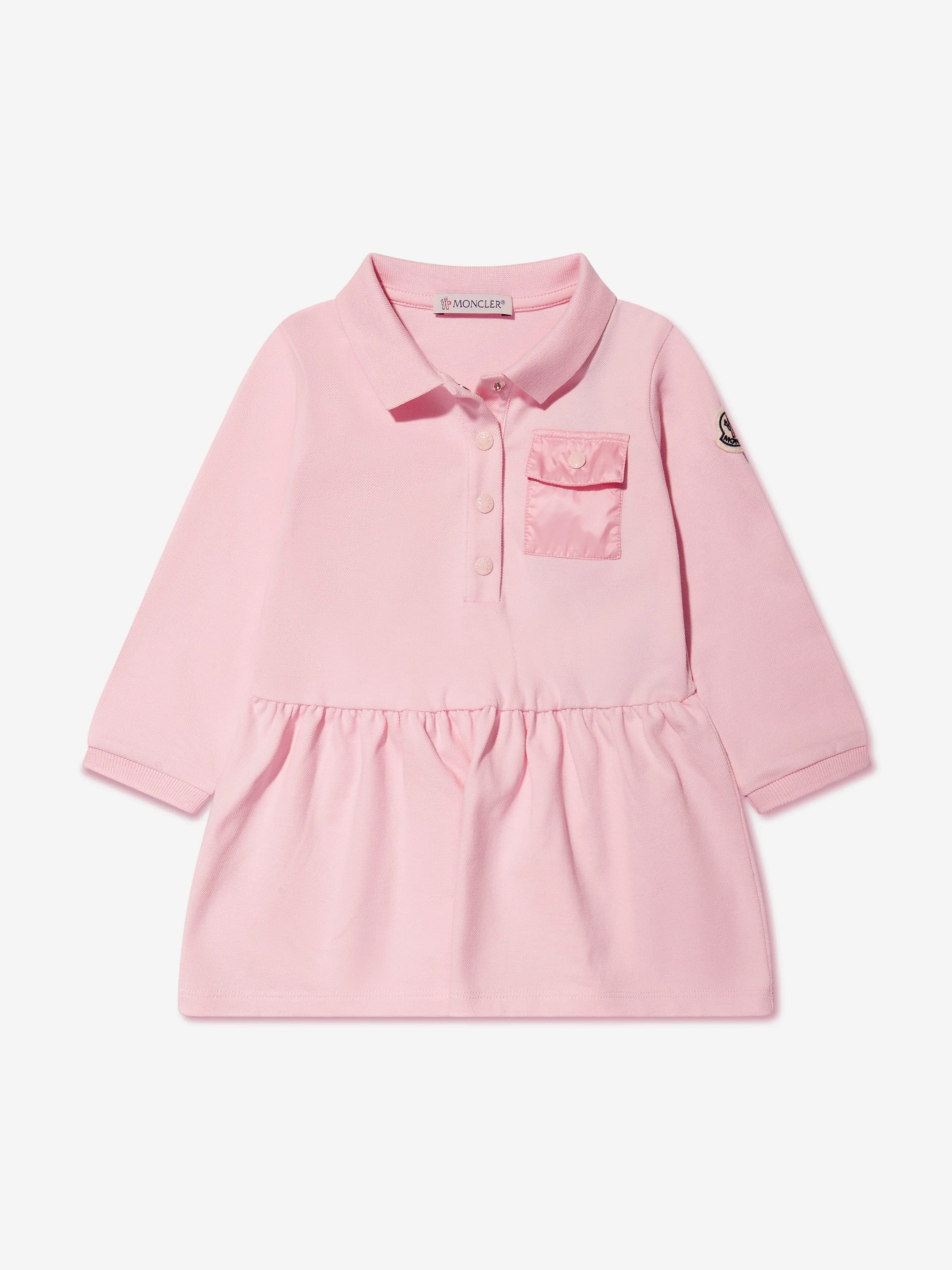 Moncler Enfant Baby Girls Long Sleeve Pocket Dress in Pink