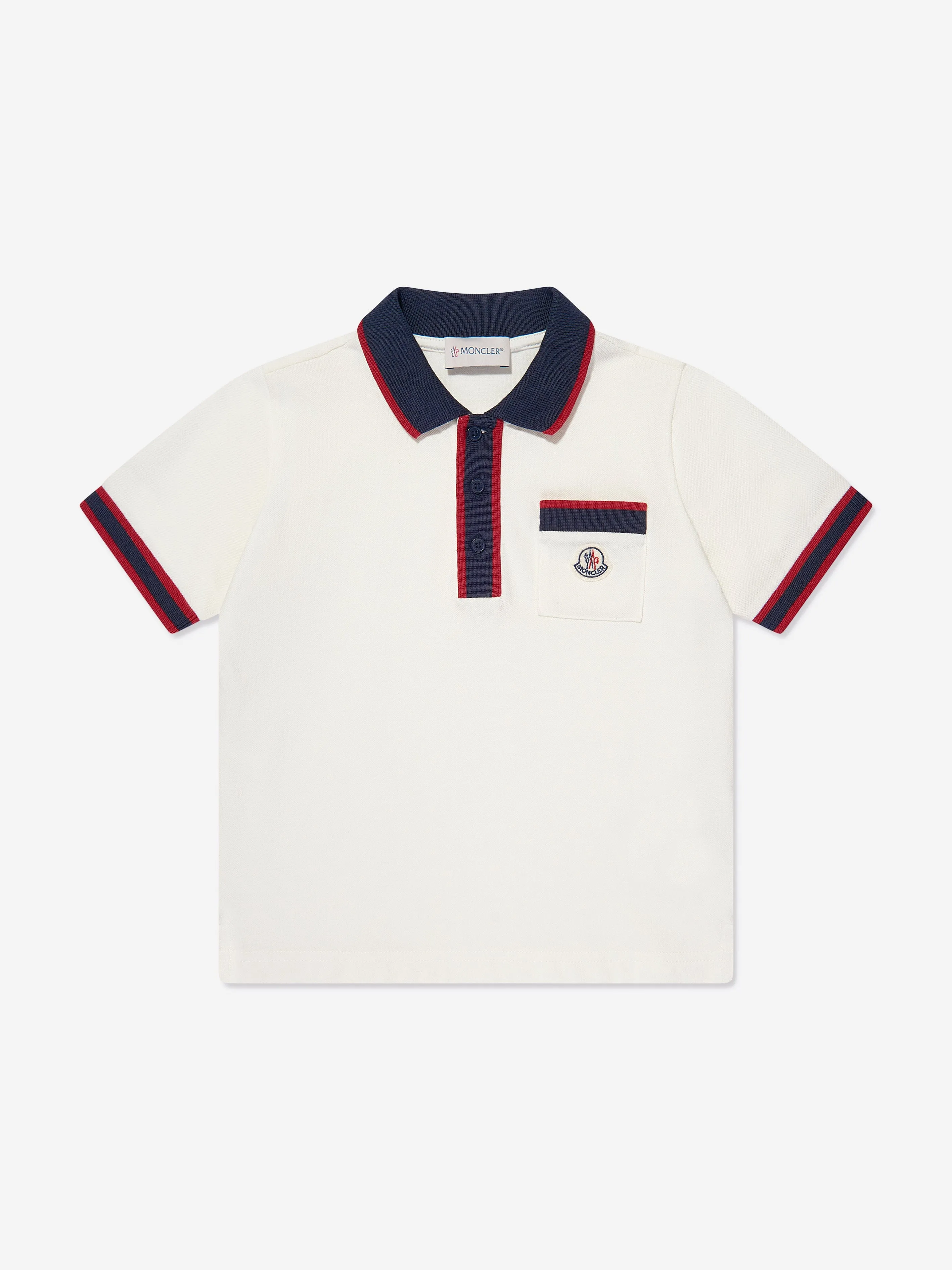 Moncler Enfant Boys Logo Pocket Polo Shirt in White