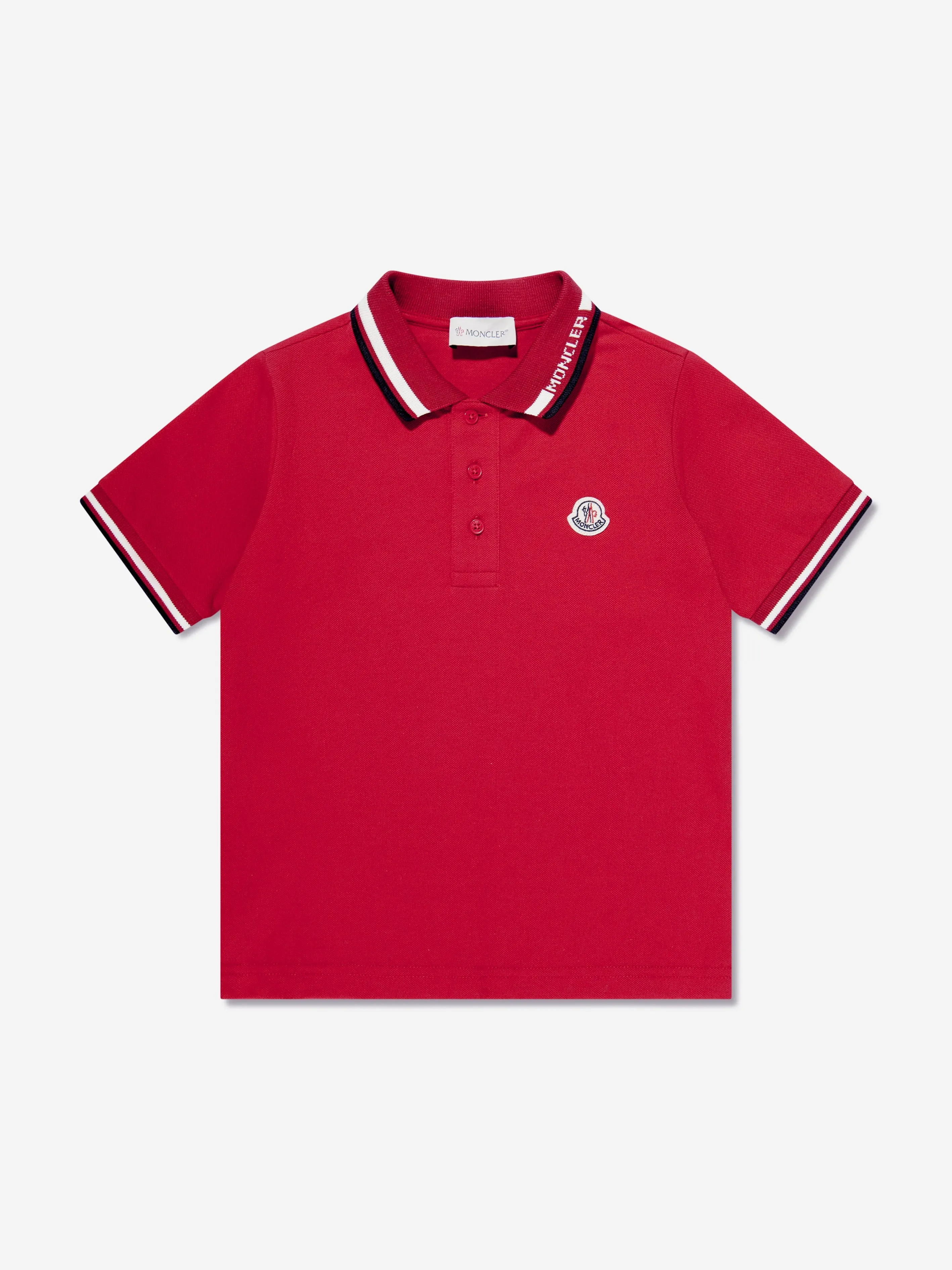 Moncler Enfant Boys Logo Polo Shirt in Red